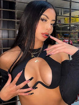 Y2K Sexy Hollow Out Summer Crop Corset Top Women Black Tees 2025 Autumn Long Sleeve Basic T Shirts Streetwear Party - Tophatter Daily Deals