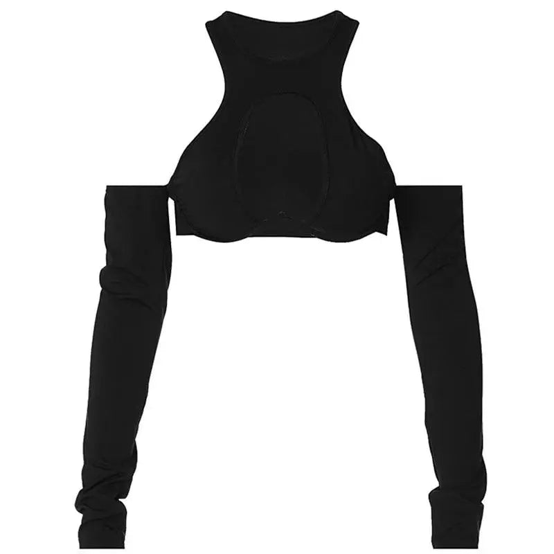 Y2K Sexy Hollow Out Summer Crop Corset Top Women Black Tees 2025 Autumn Long Sleeve Basic T Shirts Streetwear Party - Tophatter Daily Deals