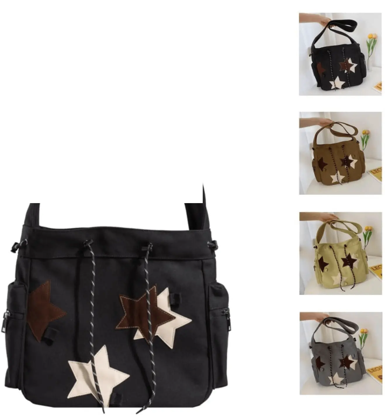 🌟 Y2K Star Canvas Messenger Bag – The Cute Aesthetic Tote You'll Love! Perfect Small Shoulder Crossbody for Your Adventures! ✨💖 #Fashion #Travel - Wholesale Prices (Limited Deals)
