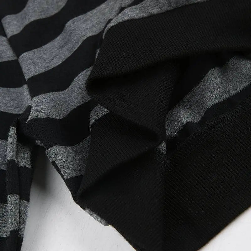 Y2K Vintage Striped Crop Top Casual Button O-neck Long Sleeves Cardigan T-shirt Retro Harajuku Grunge Super-short Smock Top Tees - Tophatter Daily Deals