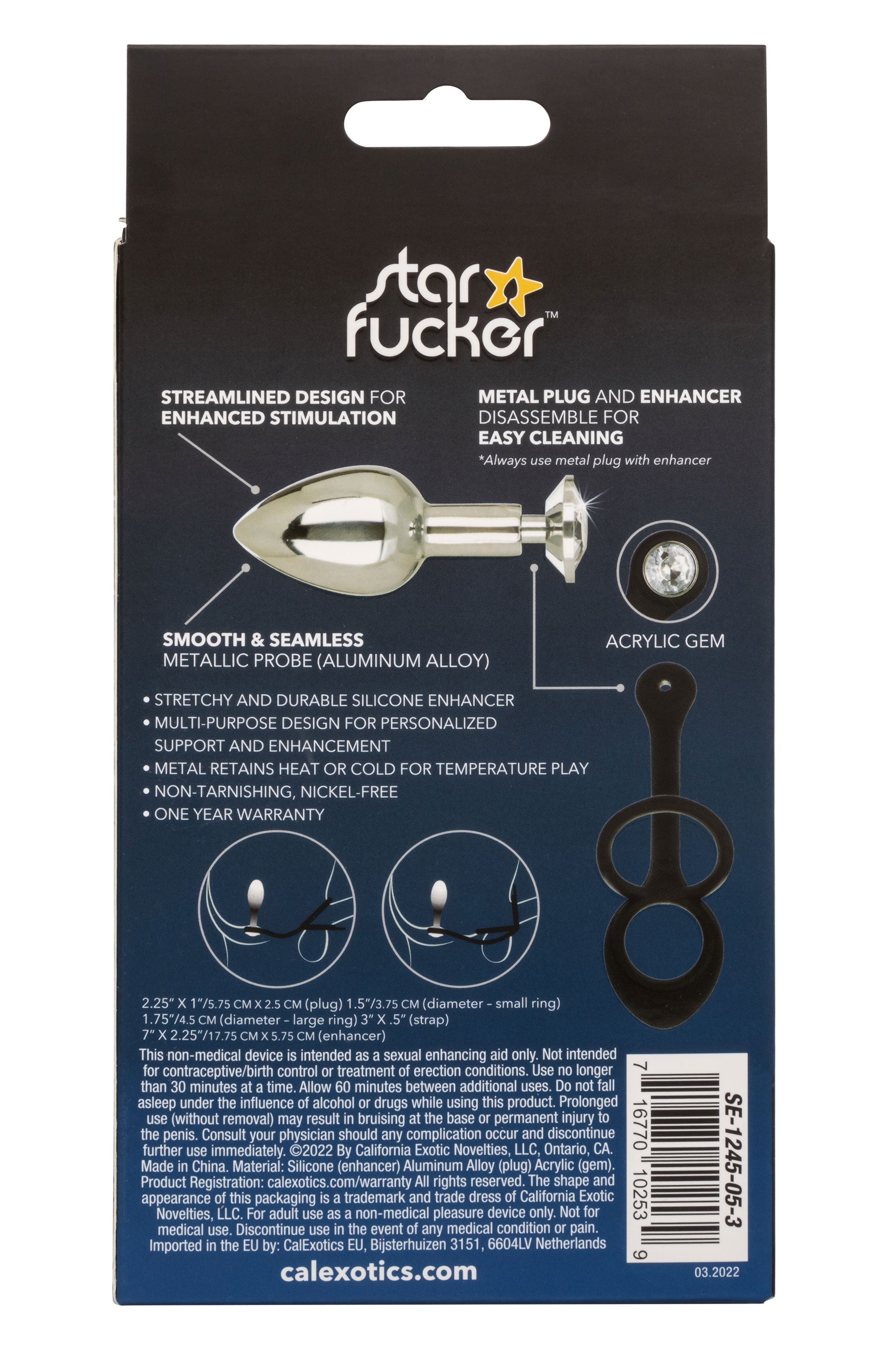 Star Fucker Mini Plug Black Silicone Dual Enhancer with Metal Probe and Sparkling Gem Base > Anal Range > Prostate Plugs - Tophatter Daily Deals