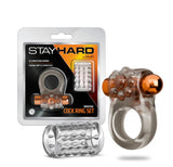 Stay Hard Vibrating Cock Ring Set With Textured Sleeve - Stamina Enhancer > Cock Ring > Vibrating - Tophatter Daily Deals