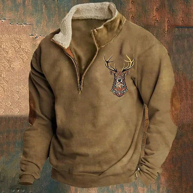 Warm Cozy Men's Quarter Zip Pullover - Sherpa Lined Fleece Brown - Tophatter Daily Deals