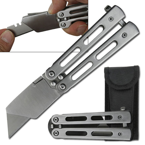 Unique Razor Butterfly Style With Pouch Box Cutter Utility Knife - Tophatter's Inc. Weapons Store Online Collectible Weapons - Tophatter Daily Deals