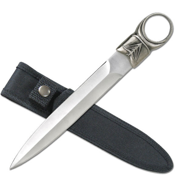 Assassin Fixed Blade Finger Hole Dagger Knife With Nylon Sheath Collectible Weapons - Tophatter Daily Deals
