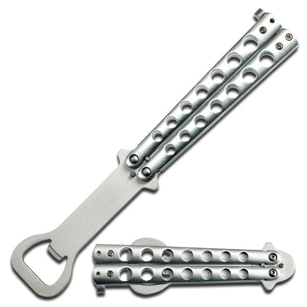 The Bartender Bottle Opener Silver Butterfly Practice Knife - TOPHATTER'S ARMORY DEALS Collectible Weapons - Tophatter Daily Deals
