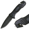 4.5" Closed All Black Rescue Spring Assist Opening Knife - TOPHATTER'S ARMORY DEALS Collectible Weapons - Tophatter Daily Deals