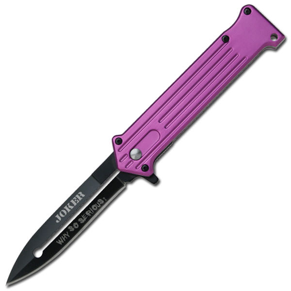 Purple Joker Spring Assist 'Legal Automatic' Knife - Tophatter's Inc. Weapons Store Online Collectible Weapons - Tophatter Daily Deals