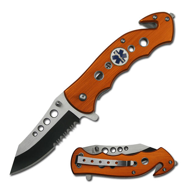 Ambulance Emergency Tactical Rescue Folder Spring Assist Knife Collectible Weapons - Tophatter Daily Deals