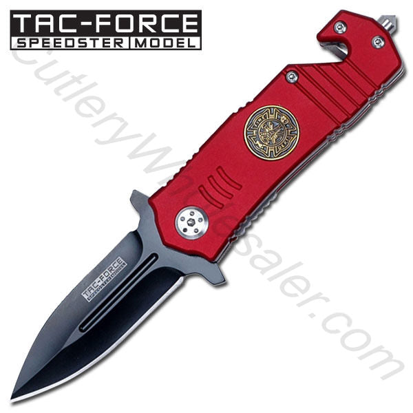 Fire Department Stiletto Style Rescue Folder Spring Assisted Knife Collectible Weapons - Tophatter Daily Deals