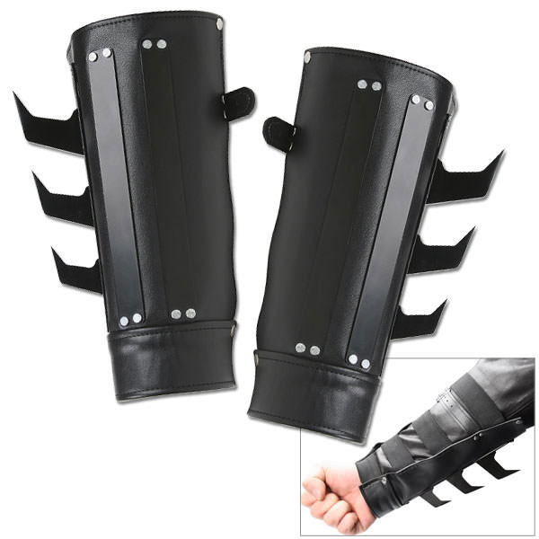 2 PCS Spiked Ninja Bracers Razor Spikes Arm Gauntlet's - Tophatter's Guns'N'Weapons Store Collectible Weapons - Tophatter Daily Deals
