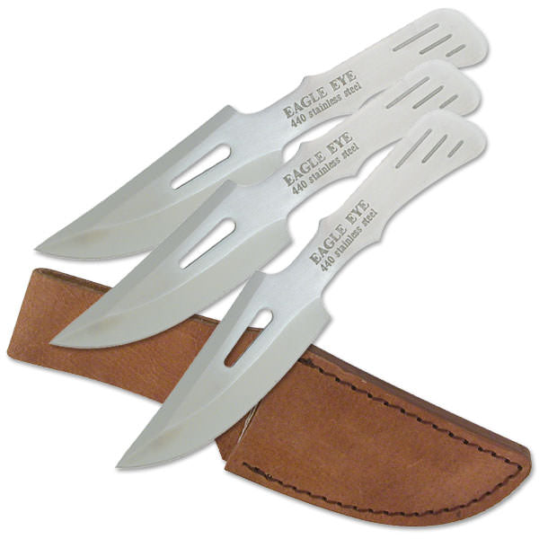 3 Pc Ninja Tactical Hunting Throwing Knife Set With Custom Leather Case Collectible Weapons - Tophatter Daily Deals