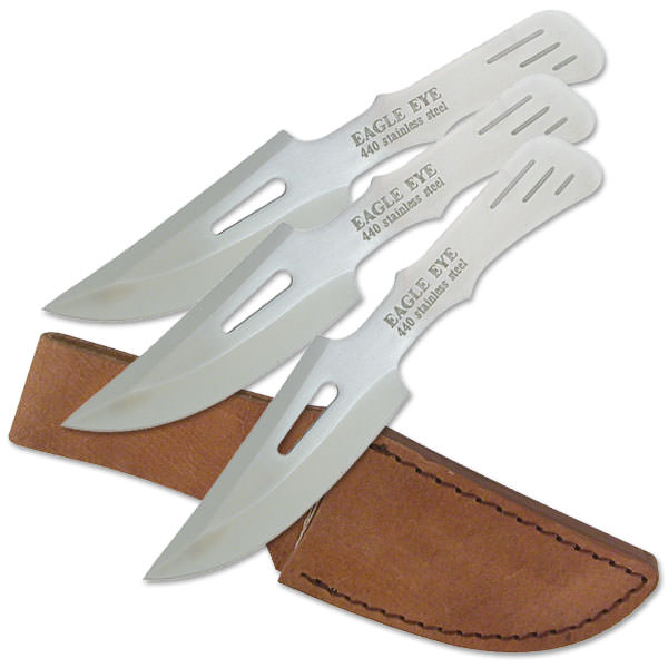 3 Pc Ninja Tactical Hunting Throwing Knife Set With Custom Leather Case - Tophatter's Guns'N'Weapons Store Collectible Weapons - Tophatter Daily Deals