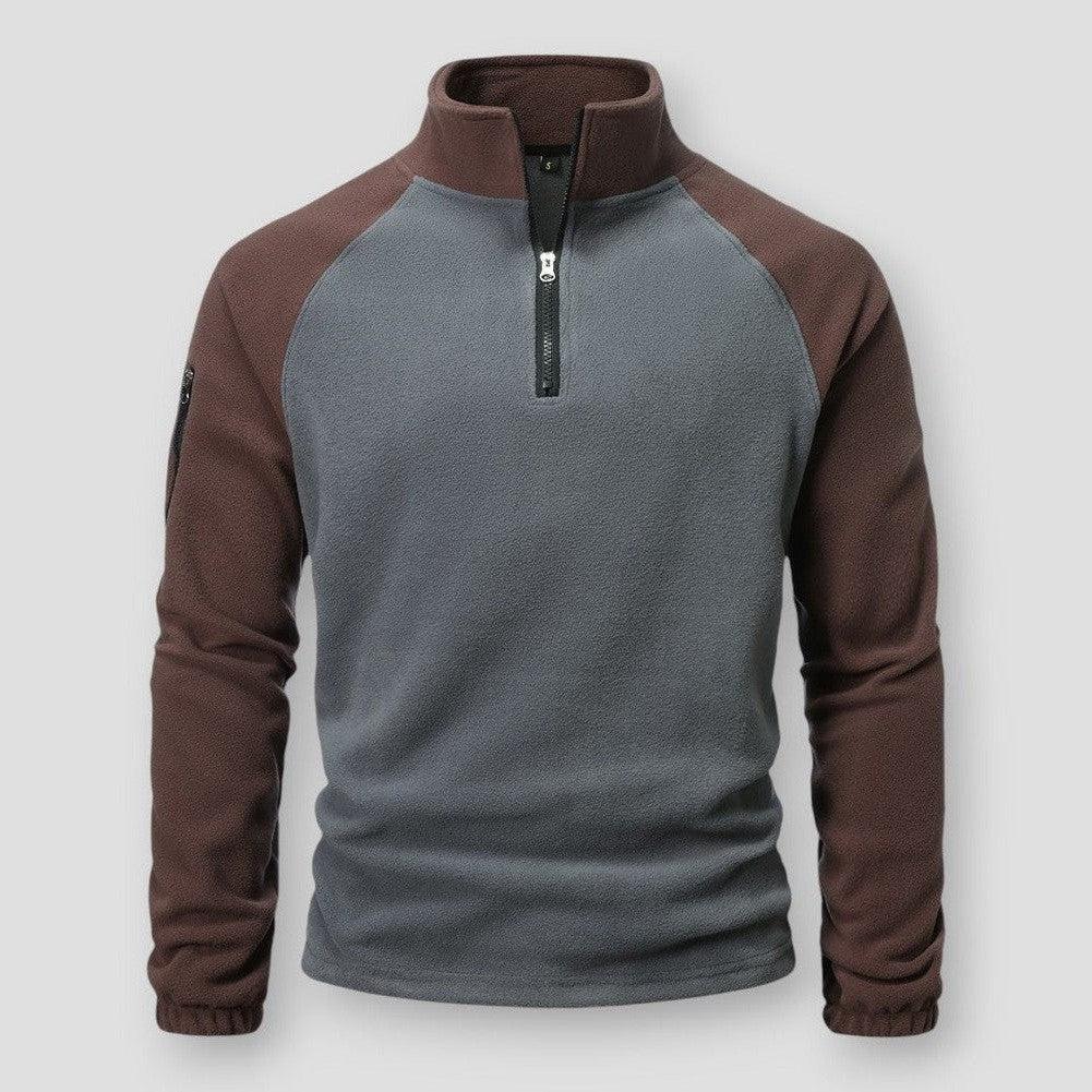 Warm Classic Men's Fleece Pullover - Half Zip, Midweight Brown - Tophatter Daily Deals