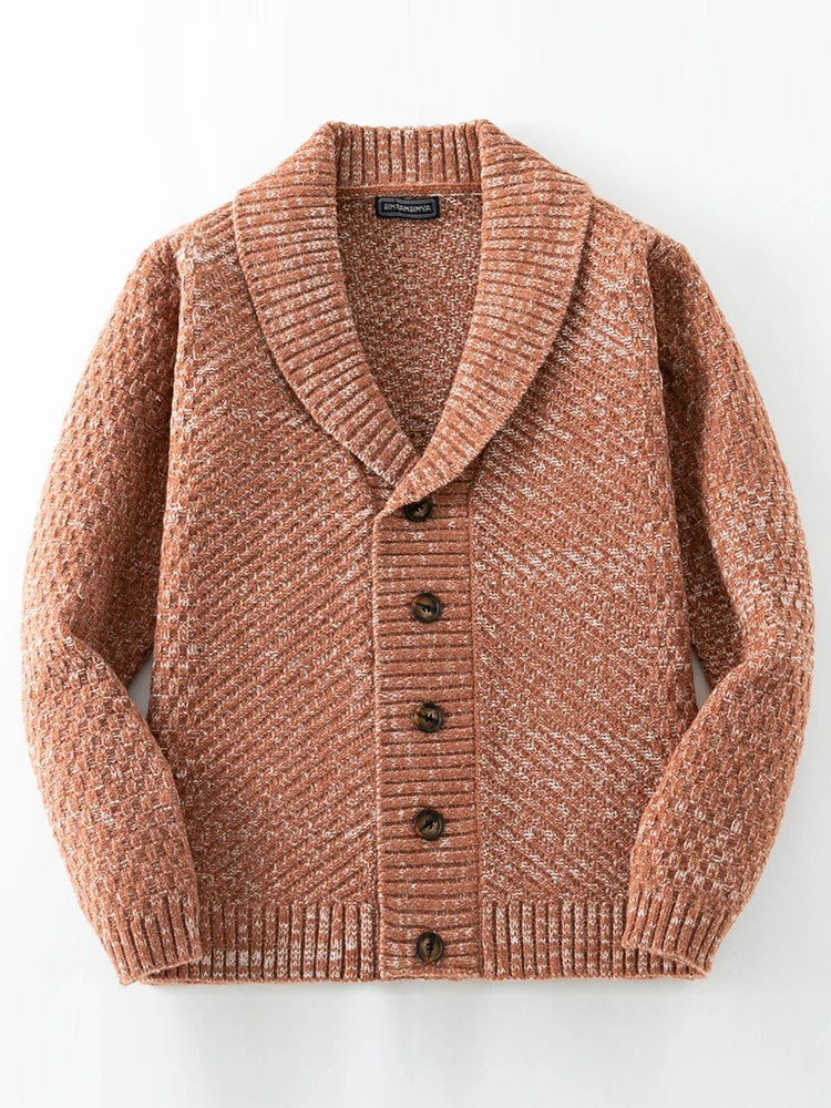 Soft Classic Mens Cardigan - Shawl Collar, Knit, Casual Brown - Tophatter Daily Deals