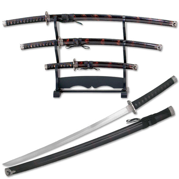 3 PIECE SWORD SET WITH DISPLAY - Tophatter Daily Deals