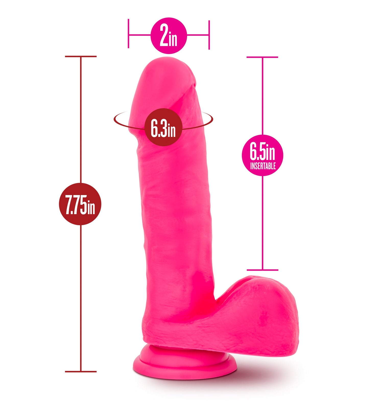 Ruse Big Poppa Hot Pink Dildo 6.6 Inch Insertable Length > Dildos > Realistic Dildos - Tophatter Daily Deals