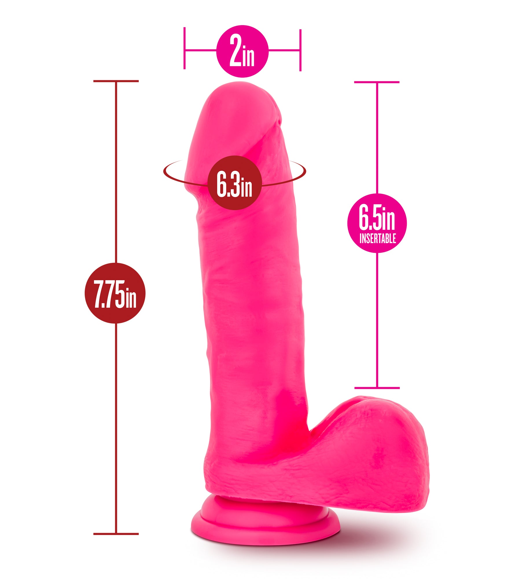 Ruse Big Poppa Hot Pink Dildo 6.6 Inch Insertable Length > Dildos > Realistic Dildos - Tophatter Daily Deals