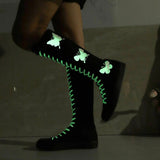 YUANBU Women's Fashion Knee-High Canvas Boots with Glow-in-the-Dark Butterfly & Luminous Shoelaces - Casual Flat Heel, Zip Closure - Tophatter Daily Deals