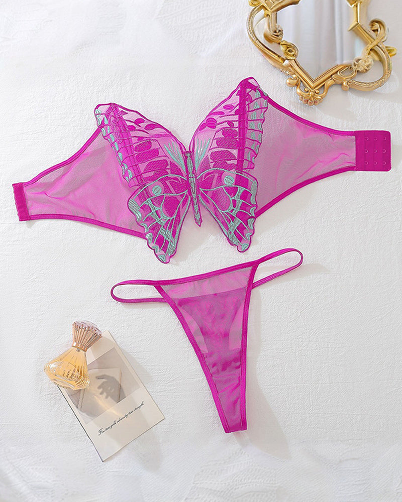 Butterfly Dreams 2 Piece Set Rose Red Avidlove-Bra Sets - Tophatter Daily Deals