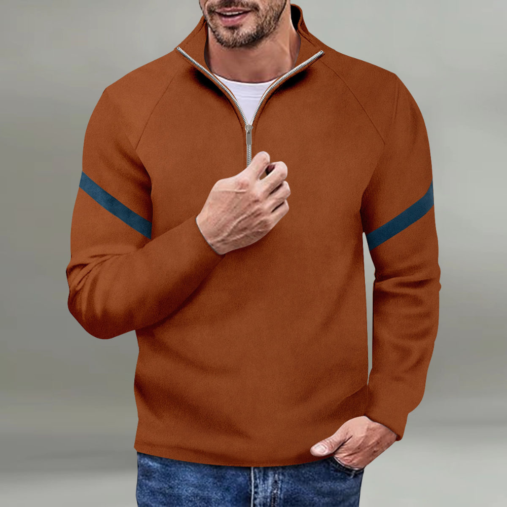 Warm Classic Men's Sweater - Raglan Zip Neck, Wool Blend - Tophatter Daily Deals