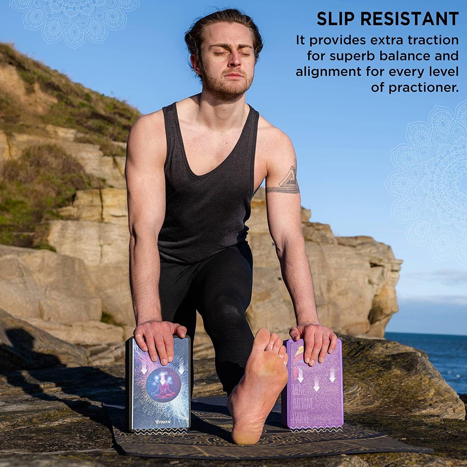 Large Yoga Blocks - RDX Yoga Block Set - High Density Eva Foam Yoga Brick Easy Grip Surface Yoga & Pilates Blocks - Tophatter Daily Deals