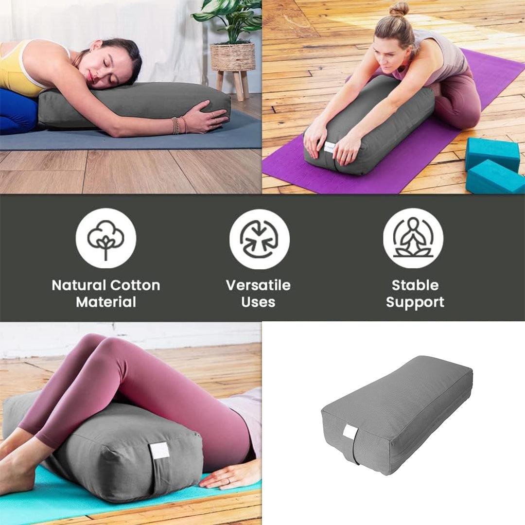 Yoga Bolster Cushions - Buckwheat Yoga Bolster UK, Yoga Studio EU Pranayama Organic Buckwheat Exercise Meditation Yoga Bolster Yoga & Pilates Blocks - Tophatter Daily Deals