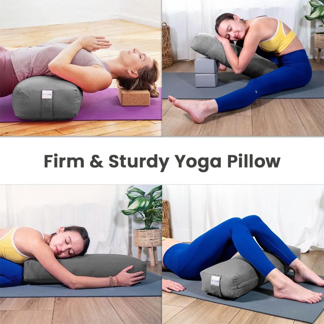 Yoga Bolster Cushions - Buckwheat Yoga Bolster UK, Yoga Studio EU Pranayama Organic Buckwheat Exercise Meditation Yoga Bolster Yoga & Pilates Blocks - Tophatter Daily Deals