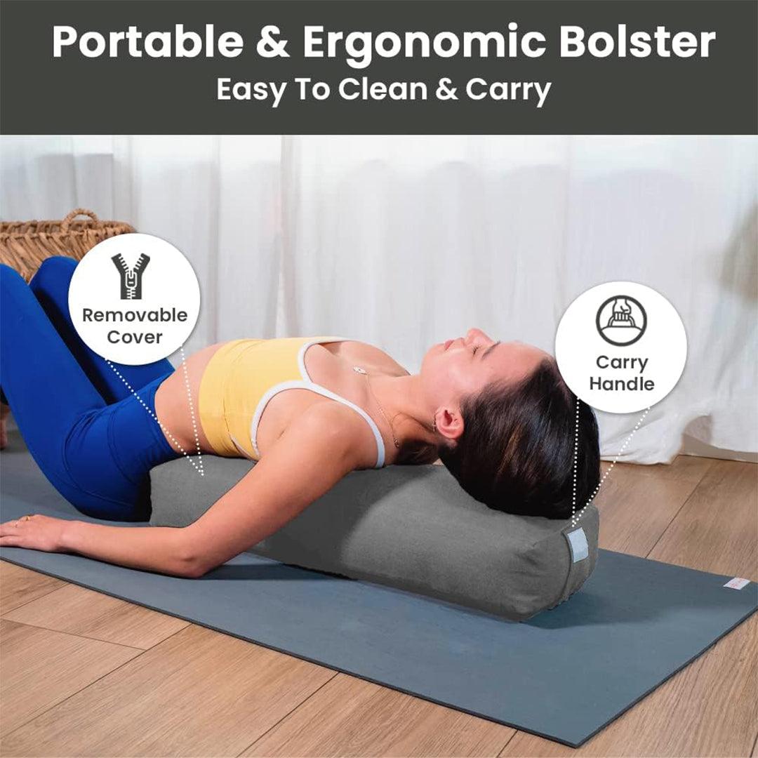 Yoga Bolster Cushions - Buckwheat Yoga Bolster UK, Yoga Studio EU Pranayama Organic Buckwheat Exercise Meditation Yoga Bolster Yoga & Pilates Blocks - Tophatter Daily Deals