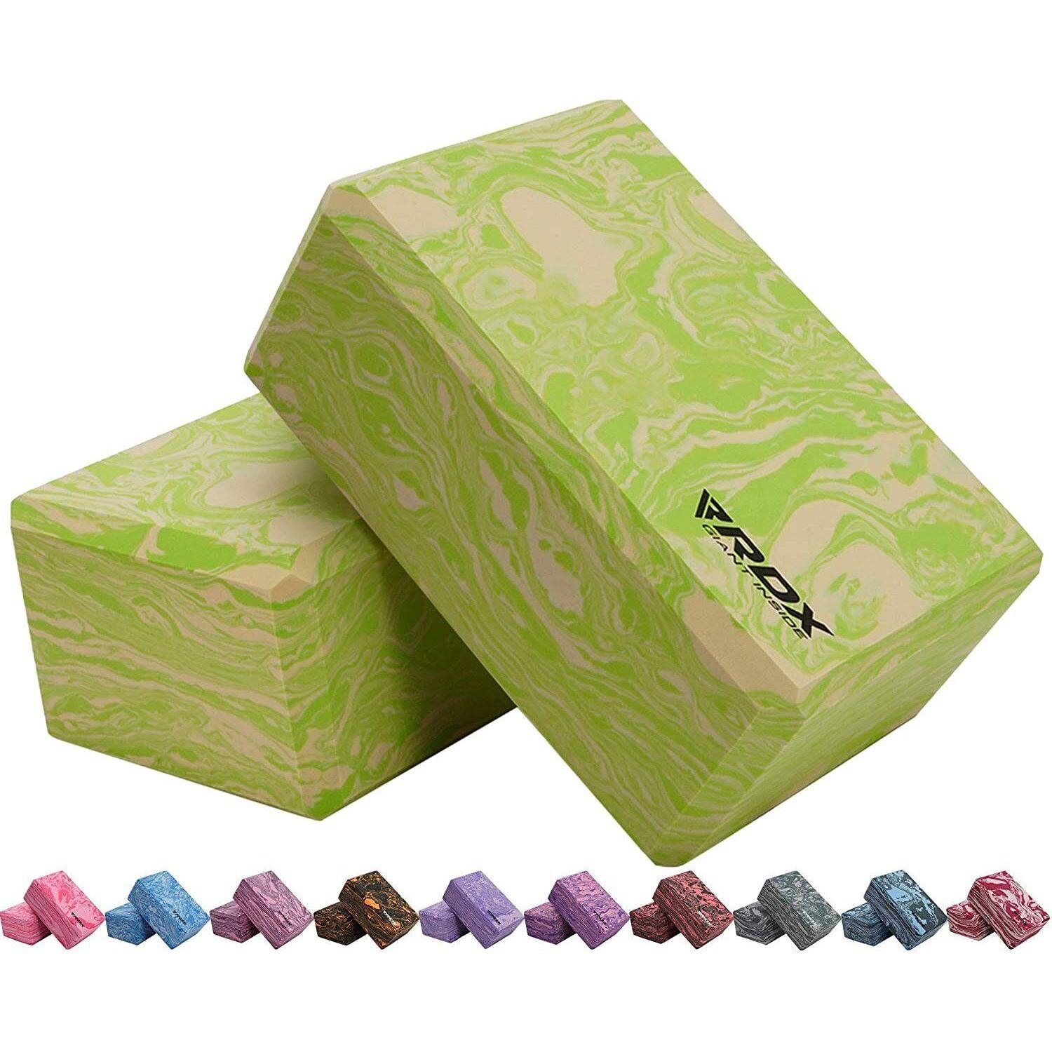Yoga Bricks UK - Yoga Block EVA by RDX, High Density Eva Foam, Yoga Brick, Easy Grip Surface Green Yoga & Pilates Blocks - Tophatter Daily Deals