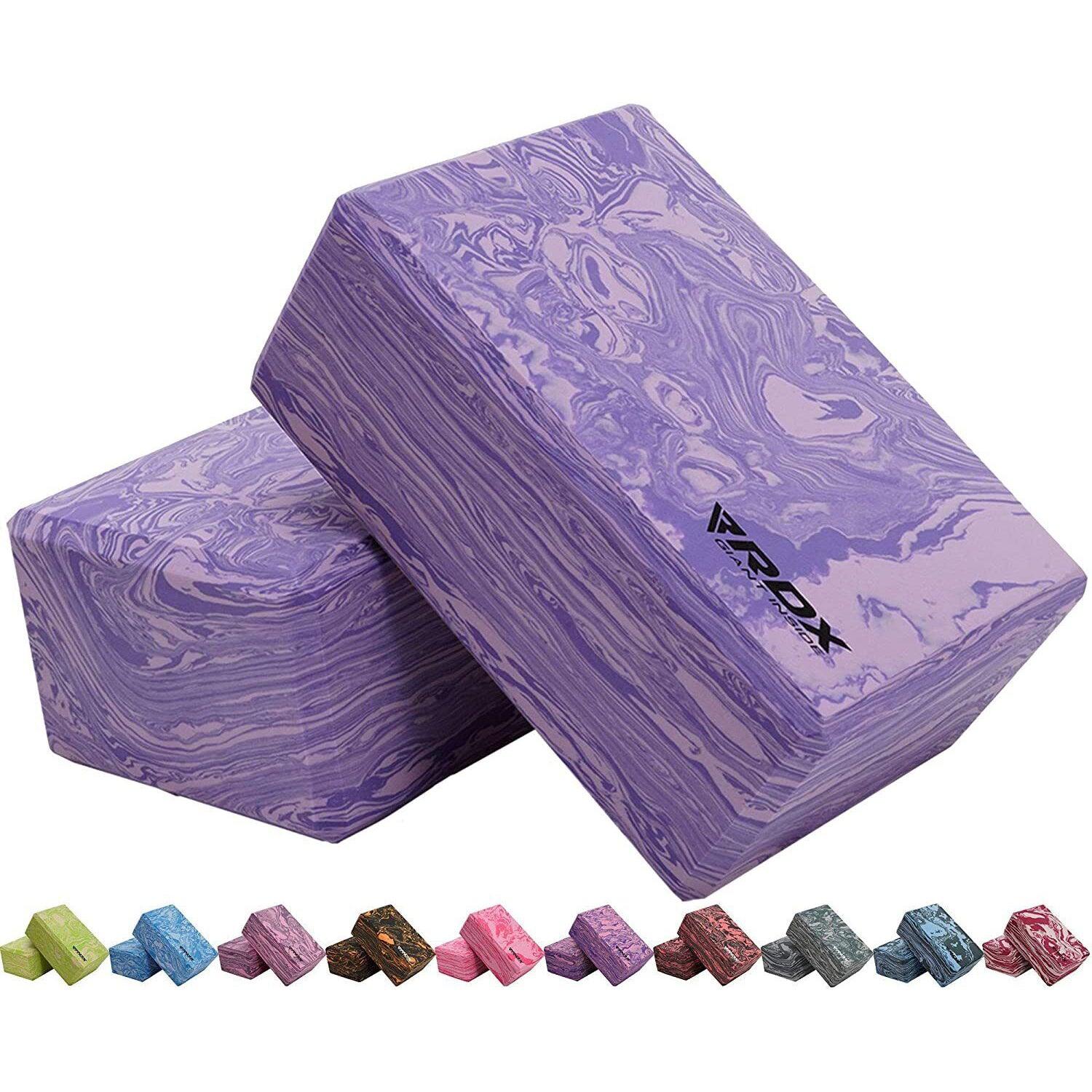 Yoga Bricks UK - Yoga Block EVA by RDX, High Density Eva Foam, Yoga Brick, Easy Grip Surface Purple Yoga & Pilates Blocks - Tophatter Daily Deals