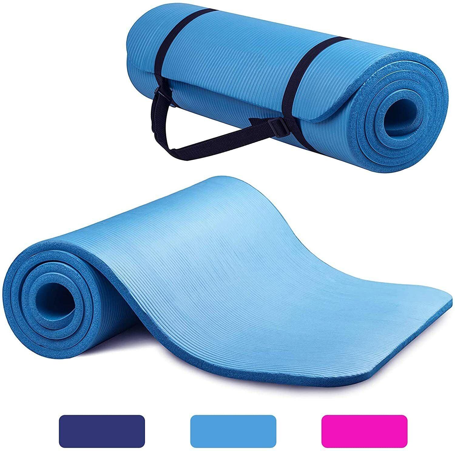 Thickest Yoga Mat - TPE Gymnastics Mat, Training Mat, Non-Slip Pilates Mat, Yoga Fitness Mat, Eco friendly Yoga mat for fitness Gym Blue Yoga & Pilates Mats - Tophatter Daily Deals