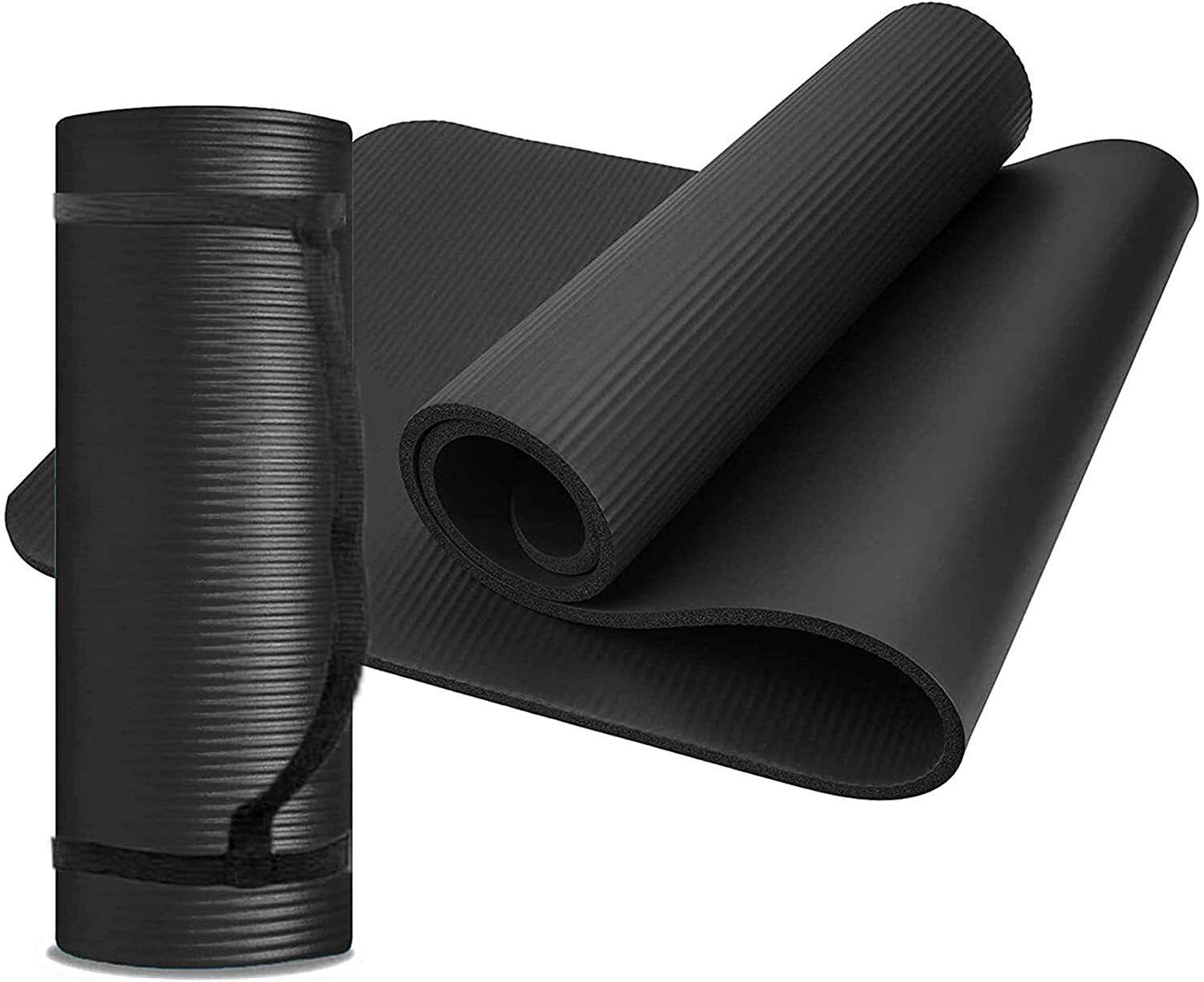 Thickest Yoga Mat - TPE Gymnastics Mat, Training Mat, Non-Slip Pilates Mat, Yoga Fitness Mat, Eco friendly Yoga mat for fitness Gym Black Yoga & Pilates Mats - Tophatter Daily Deals