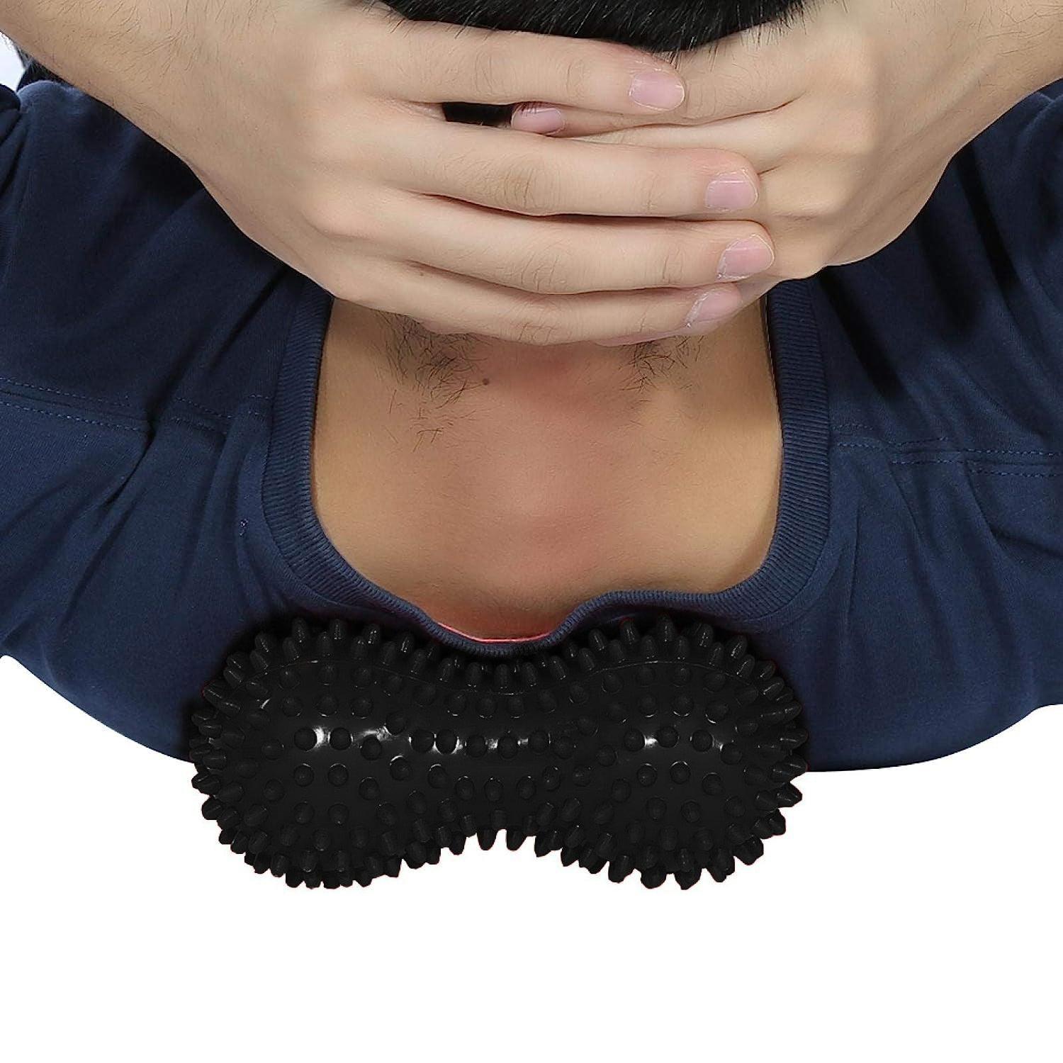 Peanut Massage Ball - Peanut Back Roller Peanut Shape Yoga Spikey Massage Gym Balls Spiky Therapy Ball Roller Exercise & Fitness - Tophatter Daily Deals