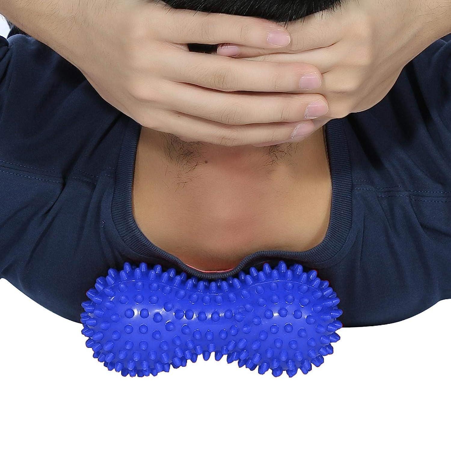 Peanut Massage Ball - Peanut Back Roller Peanut Shape Yoga Spikey Massage Gym Balls Spiky Therapy Ball Roller Exercise & Fitness - Tophatter Daily Deals