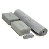 Yoga Equipment for Beginners - Yoga Starter Set Yoga Mat, 2 Yoga Blocks and Yoga Strap Grey Yoga & Pilates Blocks - Tophatter Daily Deals