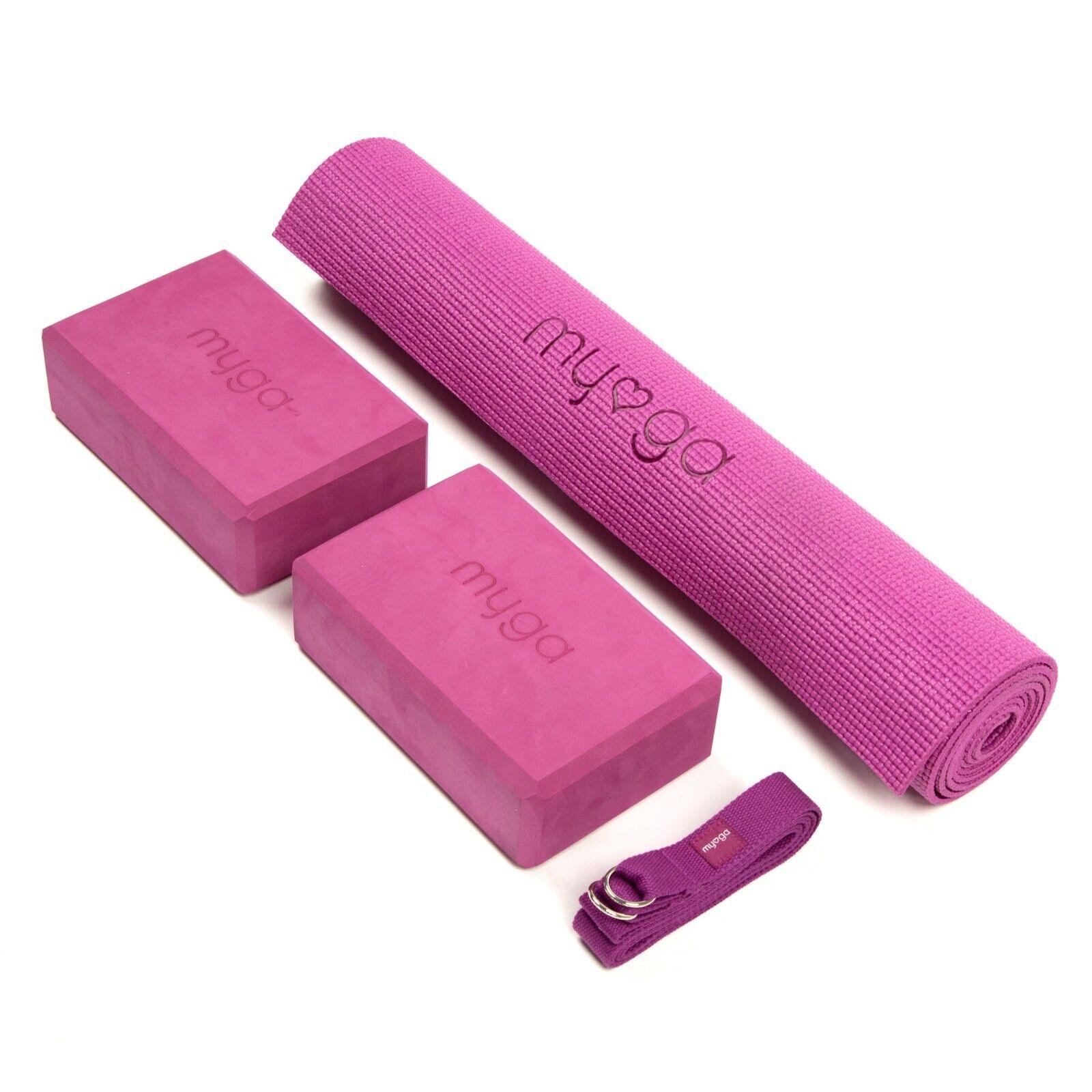 Yoga Equipment for Beginners - Yoga Starter Set Yoga Mat, 2 Yoga Blocks and Yoga Strap Pink Yoga & Pilates Blocks - Tophatter Daily Deals