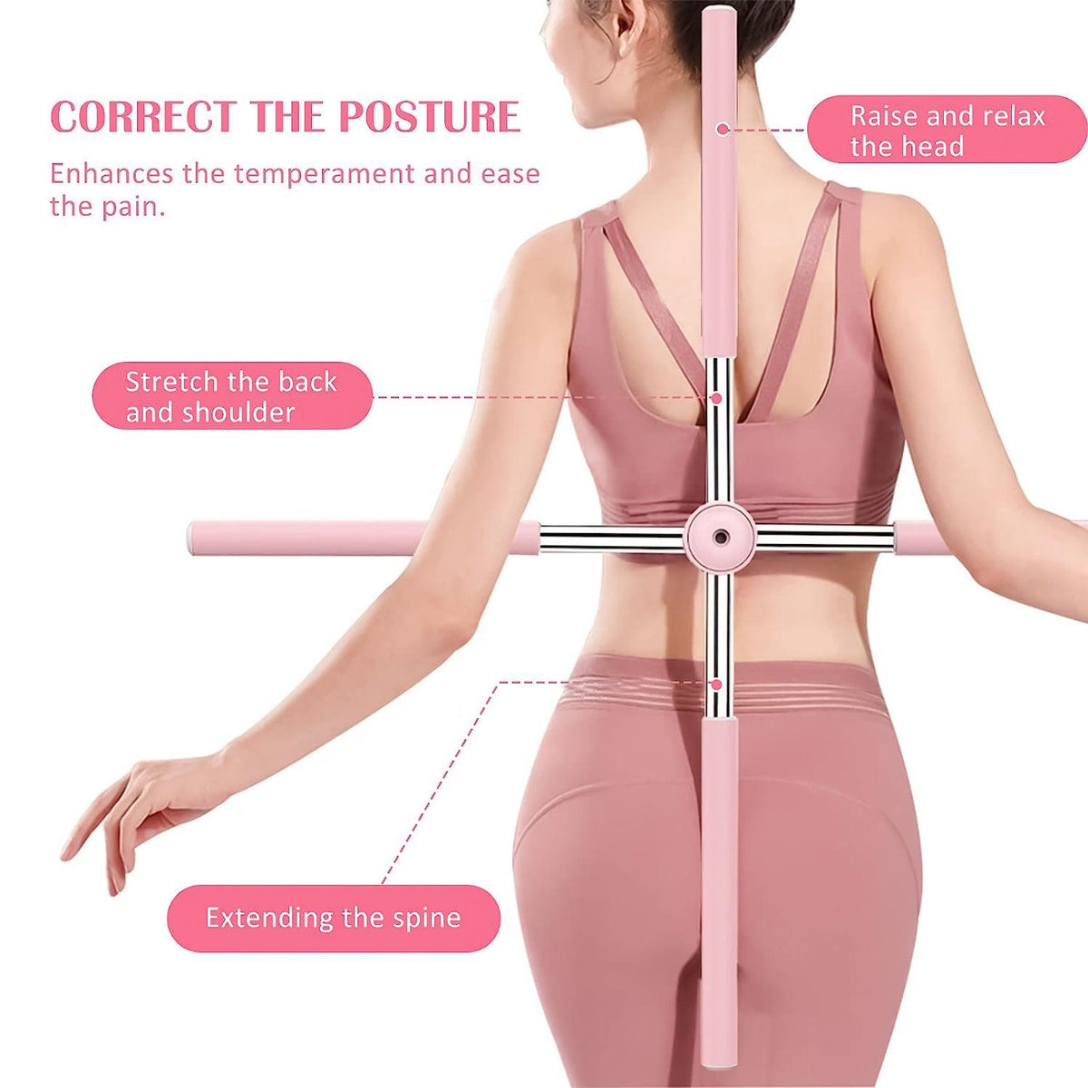 Posture Corrector Stick - Yoga Sticks Stretching Tool, Cross Stick Standing Posture Corrector, Exercise Stick Home Fitness Equipment Open Shoulders Yoga - Tophatter Daily Deals