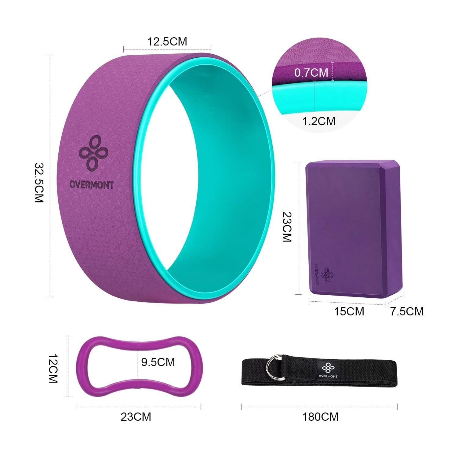 Yoga Wheel Set - Yoga Block Set of 2 (23cm*15cm*7.5cm) with Strap EVA Foam, 1 Yoga Wheel Yoga - Tophatter Daily Deals