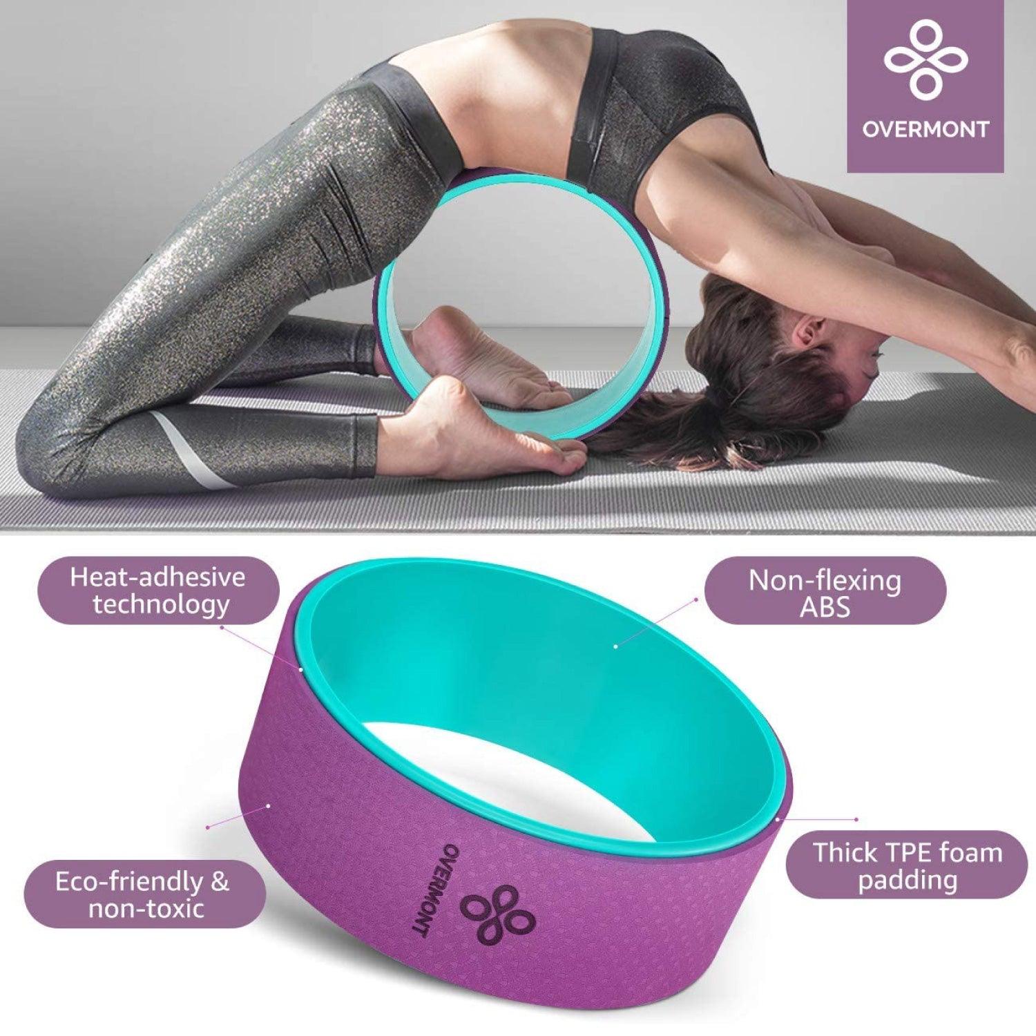 Yoga Wheel Set - Yoga Block Set of 2 (23cm*15cm*7.5cm) with Strap EVA Foam, 1 Yoga Wheel Yoga - Tophatter Daily Deals