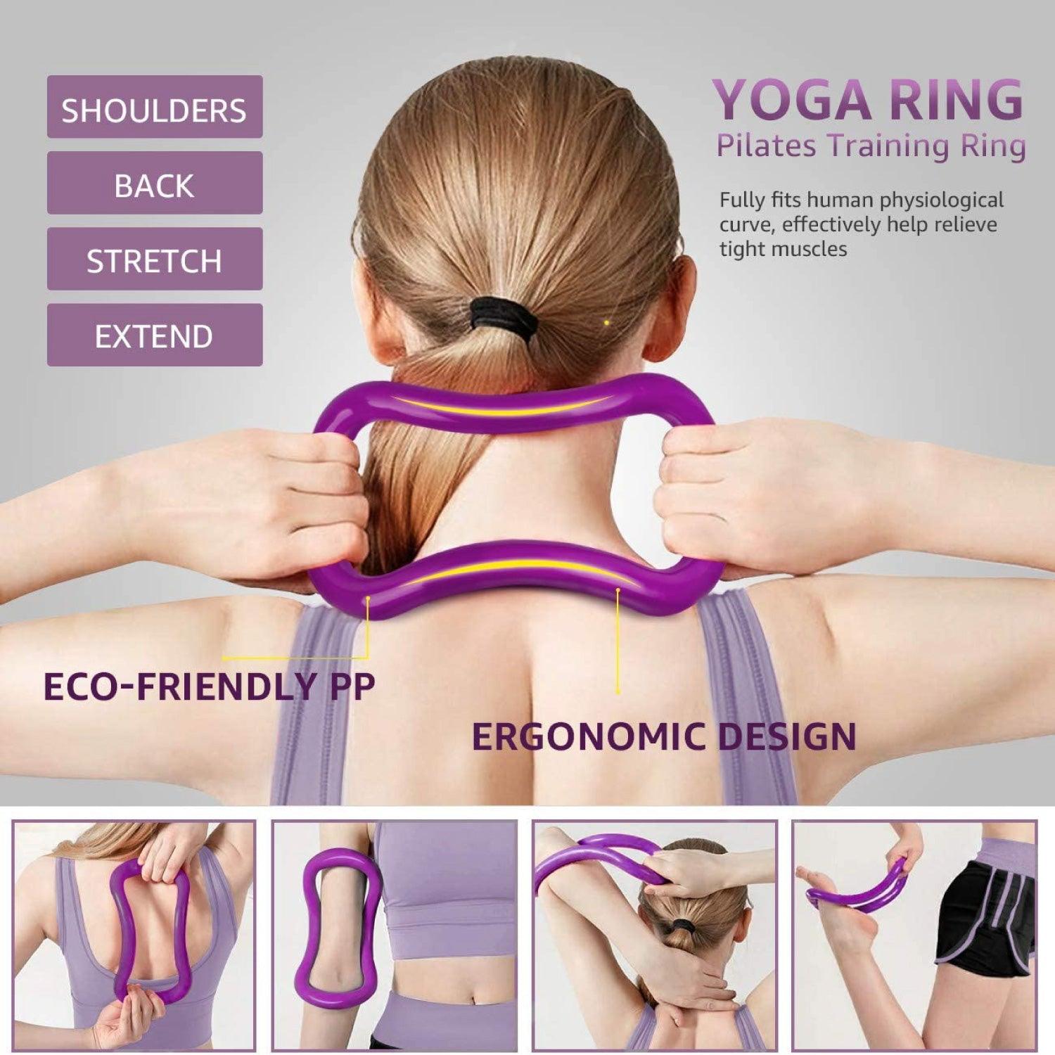 Yoga Wheel Set - Yoga Block Set of 2 (23cm*15cm*7.5cm) with Strap EVA Foam, 1 Yoga Wheel Yoga - Tophatter Daily Deals