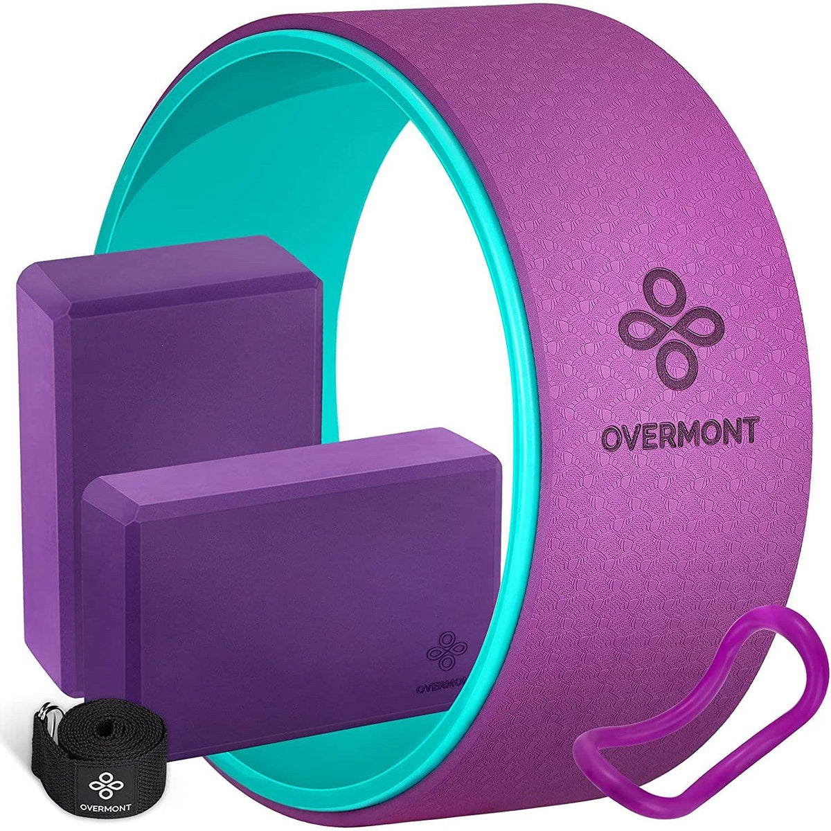 Yoga Wheel Set - Yoga Block Set of 2 (23cm*15cm*7.5cm) with Strap EVA Foam, 1 Yoga Wheel Yoga - Tophatter Daily Deals