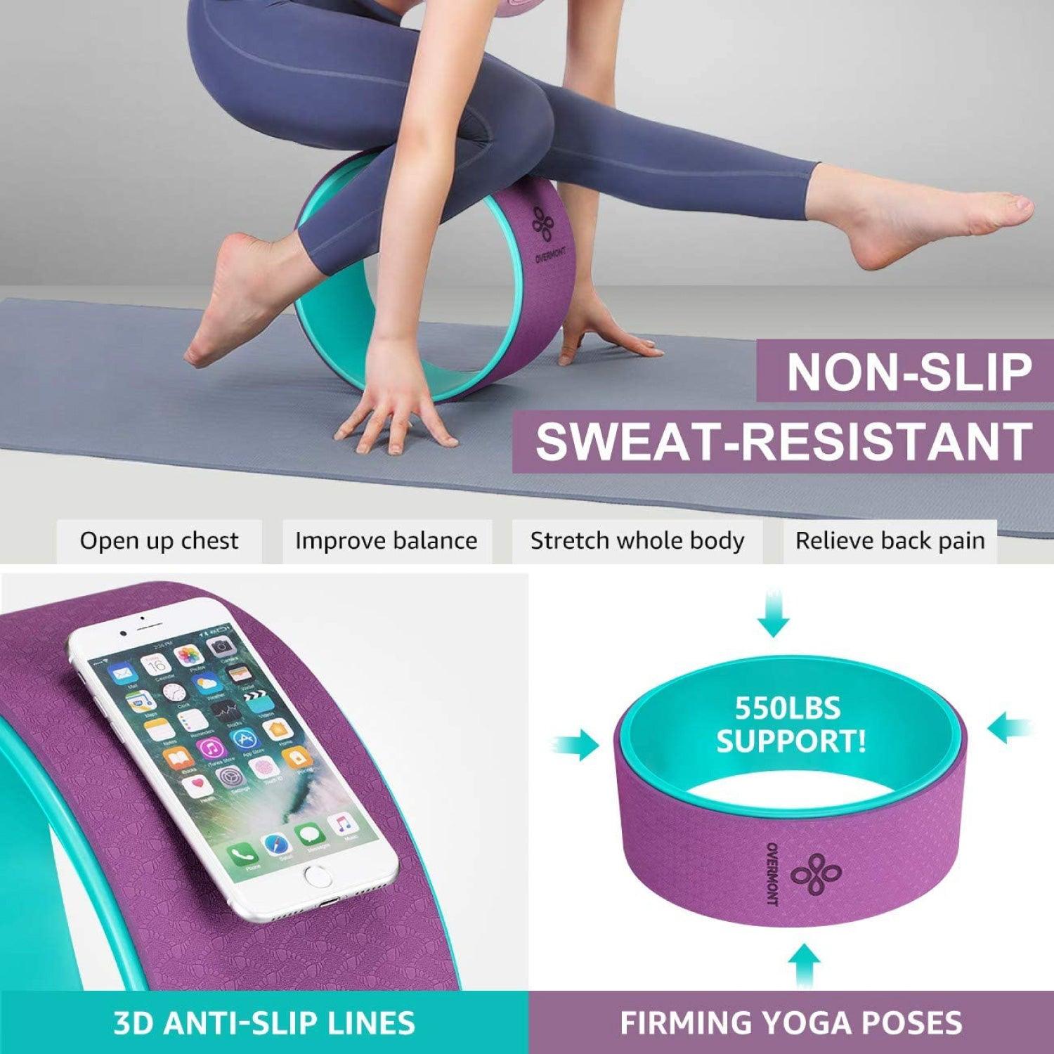 Yoga Wheel Set - Yoga Block Set of 2 (23cm*15cm*7.5cm) with Strap EVA Foam, 1 Yoga Wheel Yoga - Tophatter Daily Deals