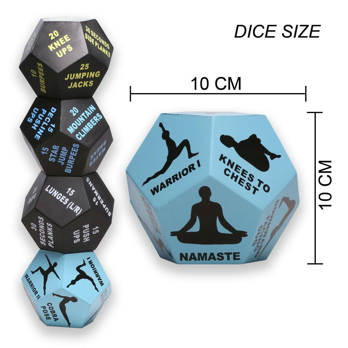 Fitness Dice Set - Yoga & Exercise Dice x4 Large 12 Sided Dice Workout Guide & Mesh Bag Included Yoga & Pilates Mats - Tophatter Daily Deals