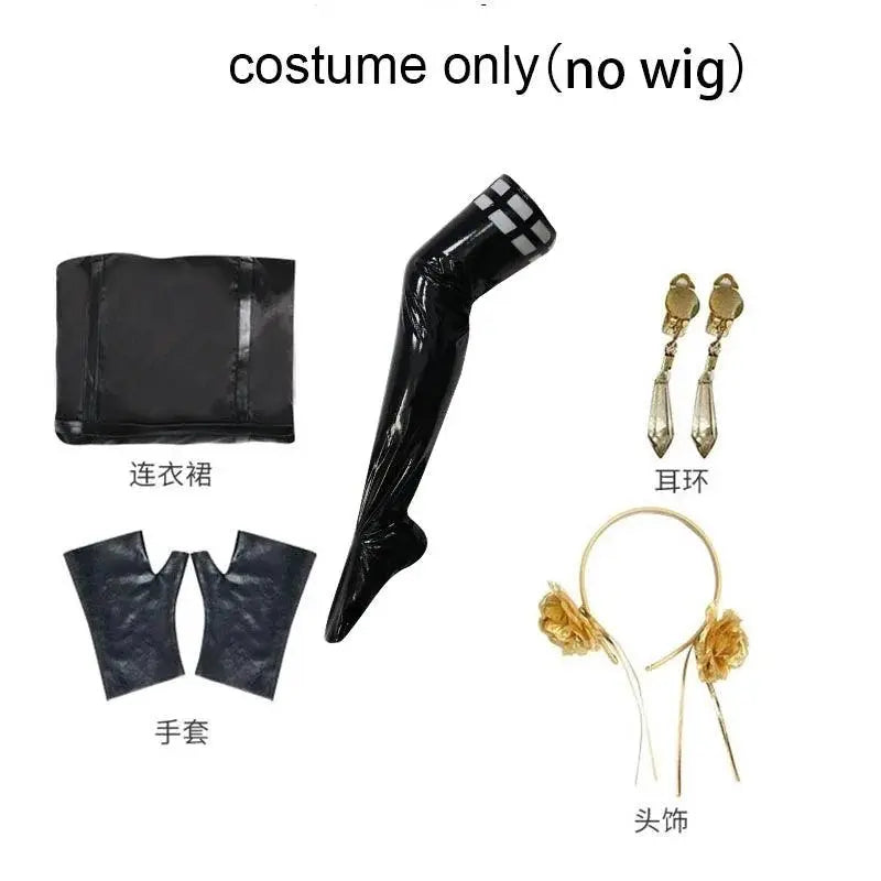 Yor Forger Cosplay costume Headband Elastic Thigh Stockings Tights Highs Wig Earrings Yor Forger dress full set for Comic Con costume Only(no wig) - Tophatter Daily Deals