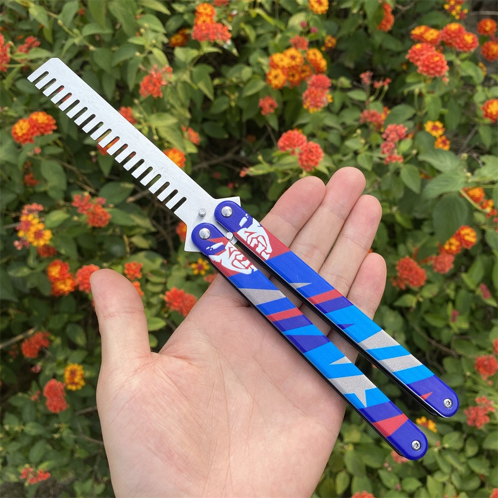 Blunt Blade Stainless Steel Yoru Comb Balisong Butterfly Trainer - Tophatter Daily Deals