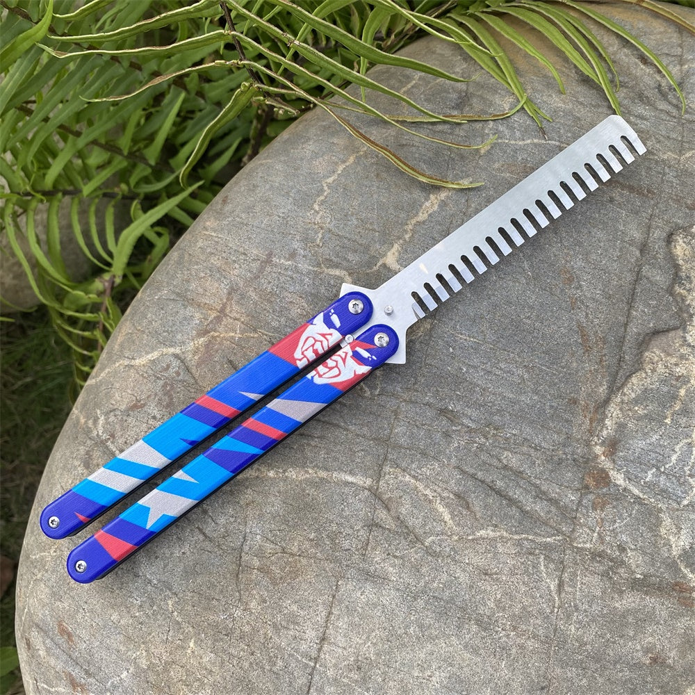 Blunt Blade Stainless Steel Yoru Comb Balisong Butterfly Trainer - Tophatter Daily Deals