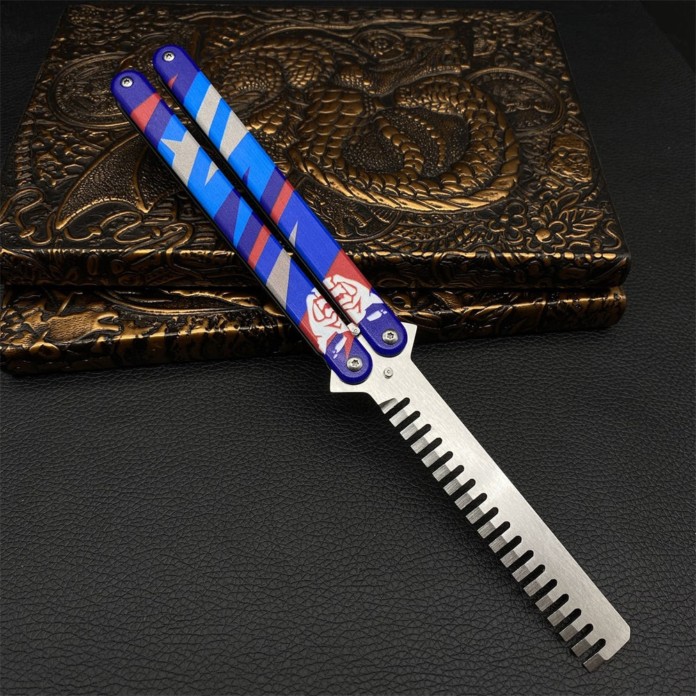 Blunt Blade Stainless Steel Yoru Comb Balisong Butterfly Trainer - Tophatter Daily Deals
