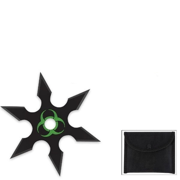 Biohazard Throwing Star Set Green & Black Zombie Shuriken 6 Point - 2PC 1PC - Black ONLY Knife-Star - Tophatter Daily Deals