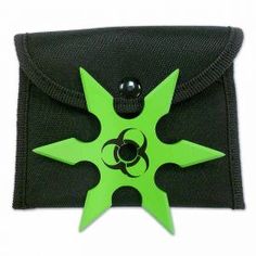 Biohazard Throwing Star Set Green & Black Zombie Shuriken 6 Point - 2PC Knife-Star - Tophatter Daily Deals